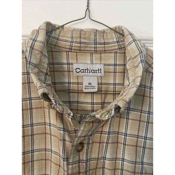 Carhartt Shirt Mens Extra Large (XL) Button Down Short Sleeve Plaid Workwear - Picture 3 of 10